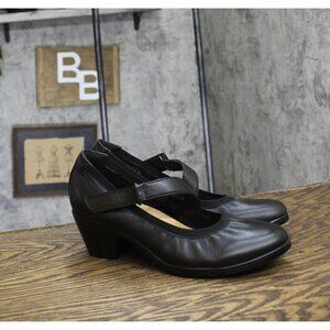 Clarks Womens Strap Block Heel Sandals Black Leather 9N